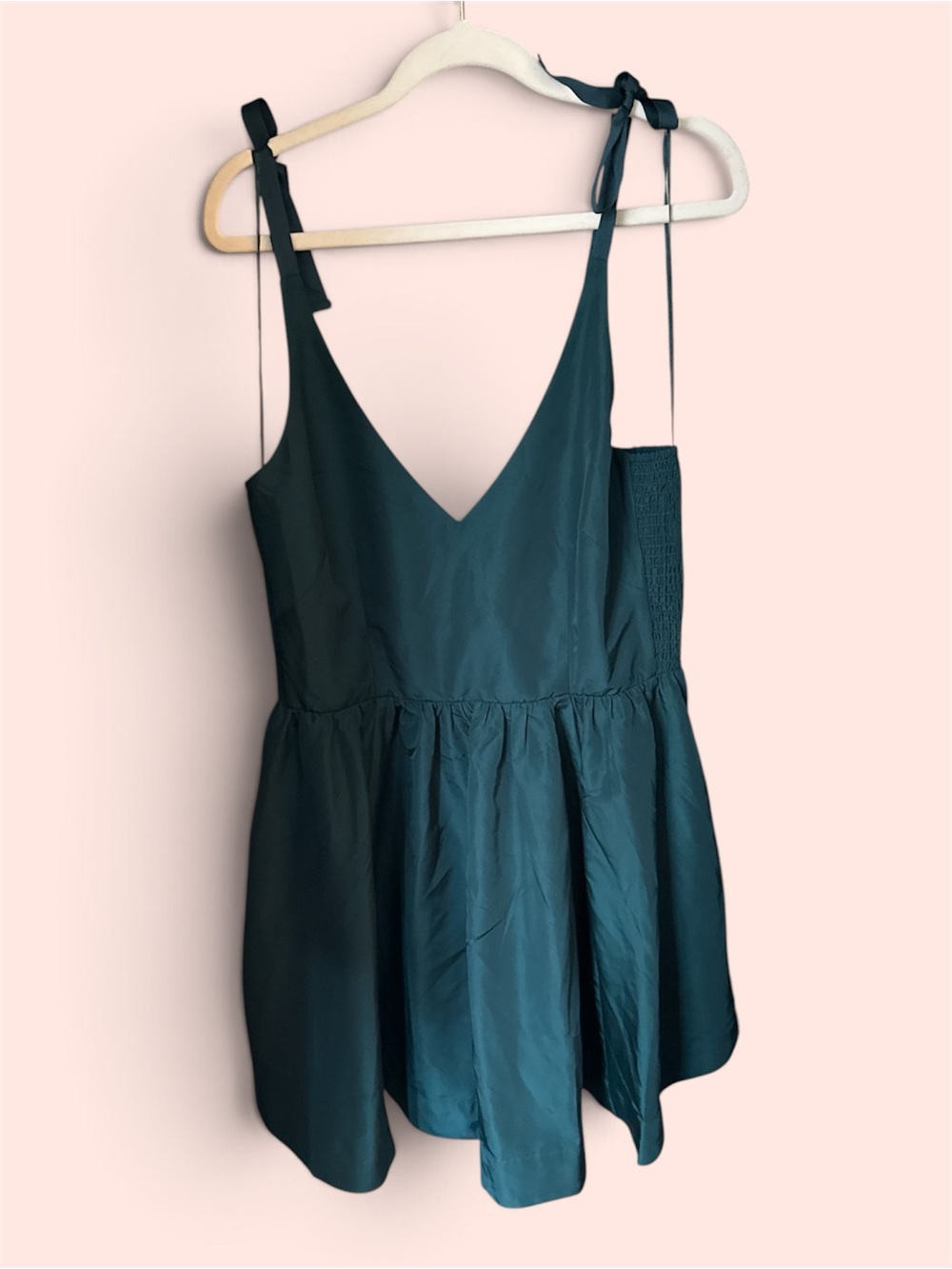 Old Navy Teal V-Neck Tie-Shoulder Mini Dress